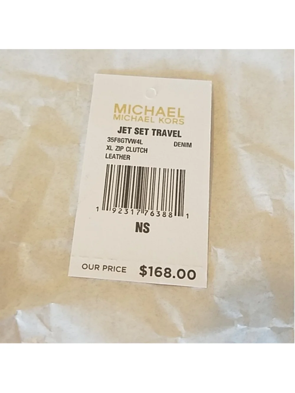 Michael Kors XL zip Clutch Denim Blue NEW